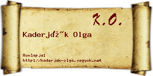 Kaderják Olga névjegykártya